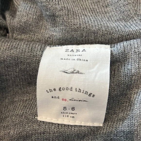 Zara hooded button down sweater jacket, gray boys size 5-6! - Picture 7 of 11